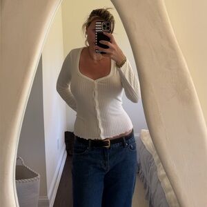 Old Navy Cream Ribbed Cardigan